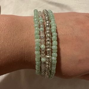 Sea Mist Green Slinky Beaded Bracelet